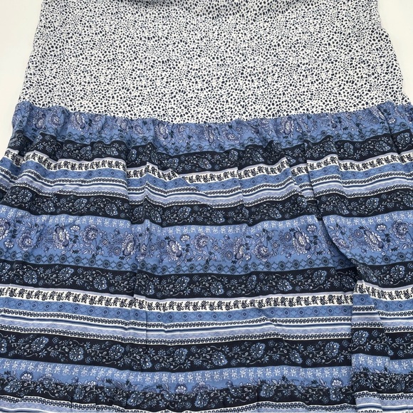 Japna Boho Sleeveless Maxi Dress Paisley Floral Smocked Large Blue White Summer - Picture 8 of 13